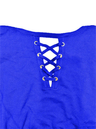 Thalia Sodi Women's Lace-Up-Back Flyaway Cardigan Blue Size Extra Small