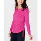 Thalia Sodi Women's Ruched Keyhole Sweater Raspberry Pink