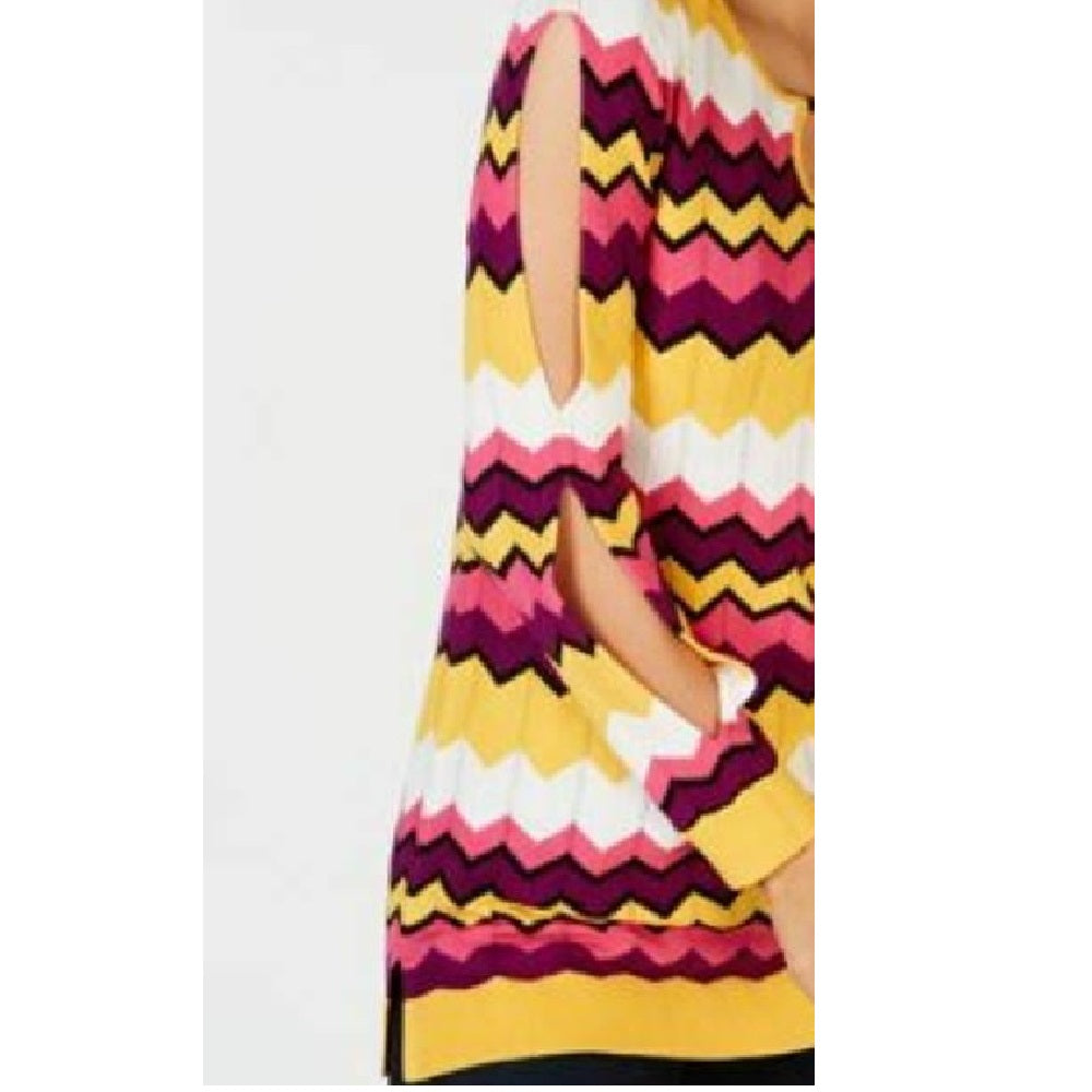Thalia Sodi Women's Chevron Multi-Stripe Tunic Sweater Multi Size Extra Large