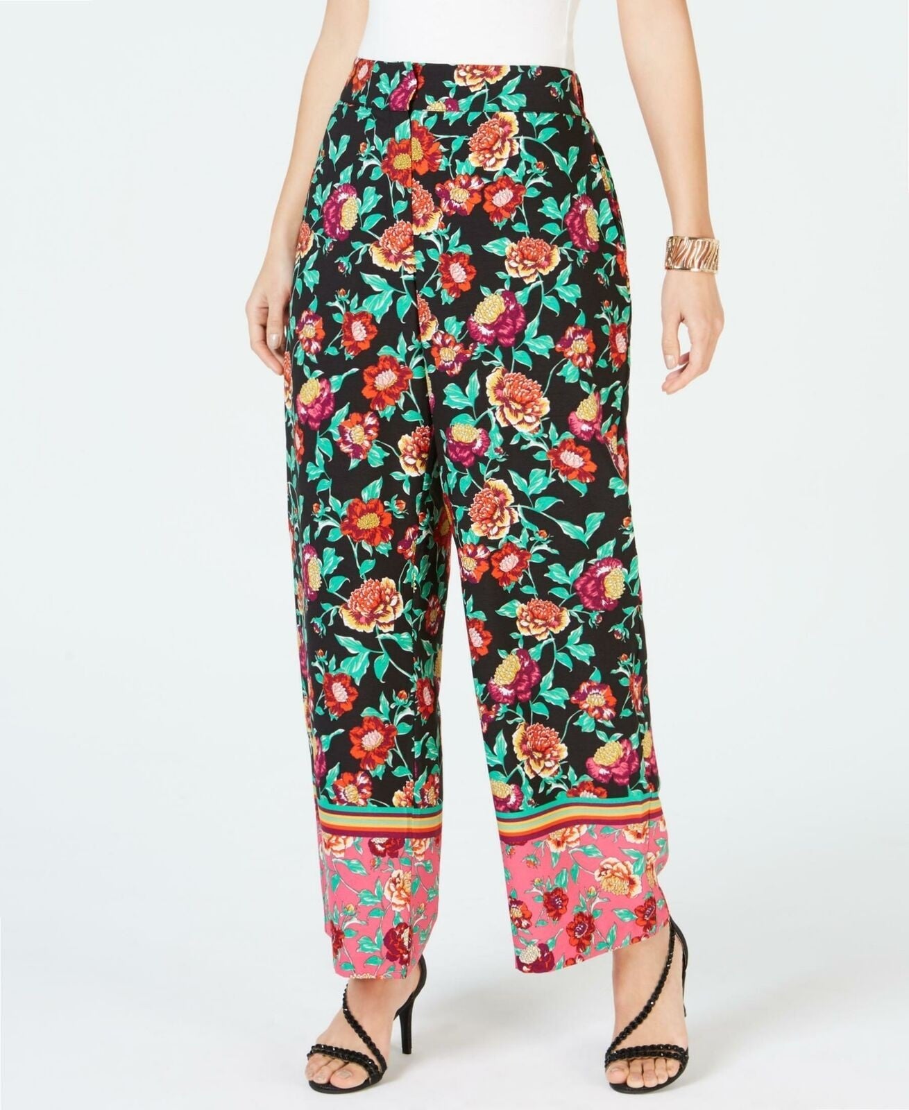 Thalia Sodi Women's Wide-Leg Pants Printed  Rose Floral Size Large