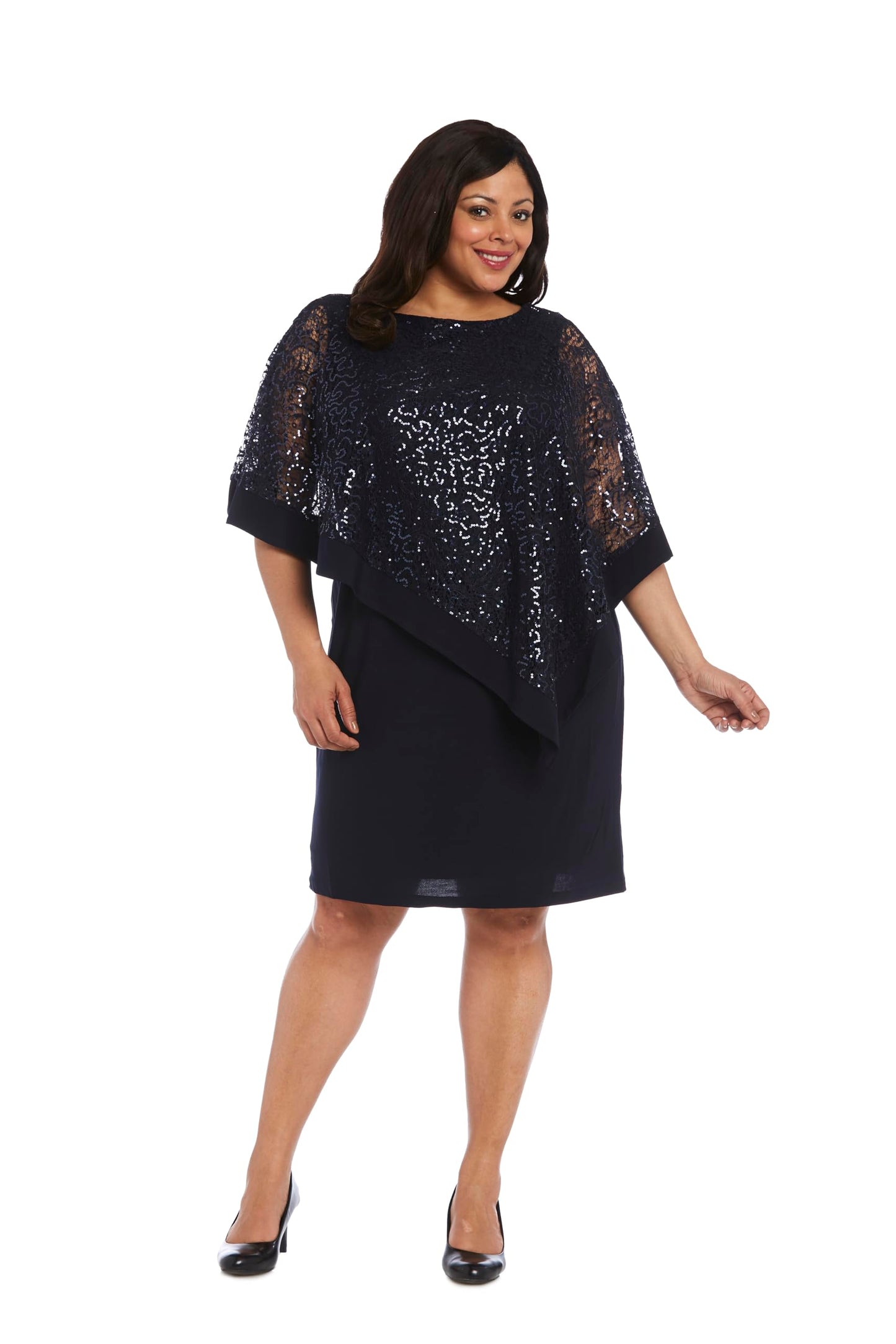 Richards Women's Laced Poncho Dress, Navy, 8