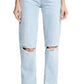 RE/DONE Women's High Rise Rigid Loose Jean, Bleach Destroy, Blue, 26