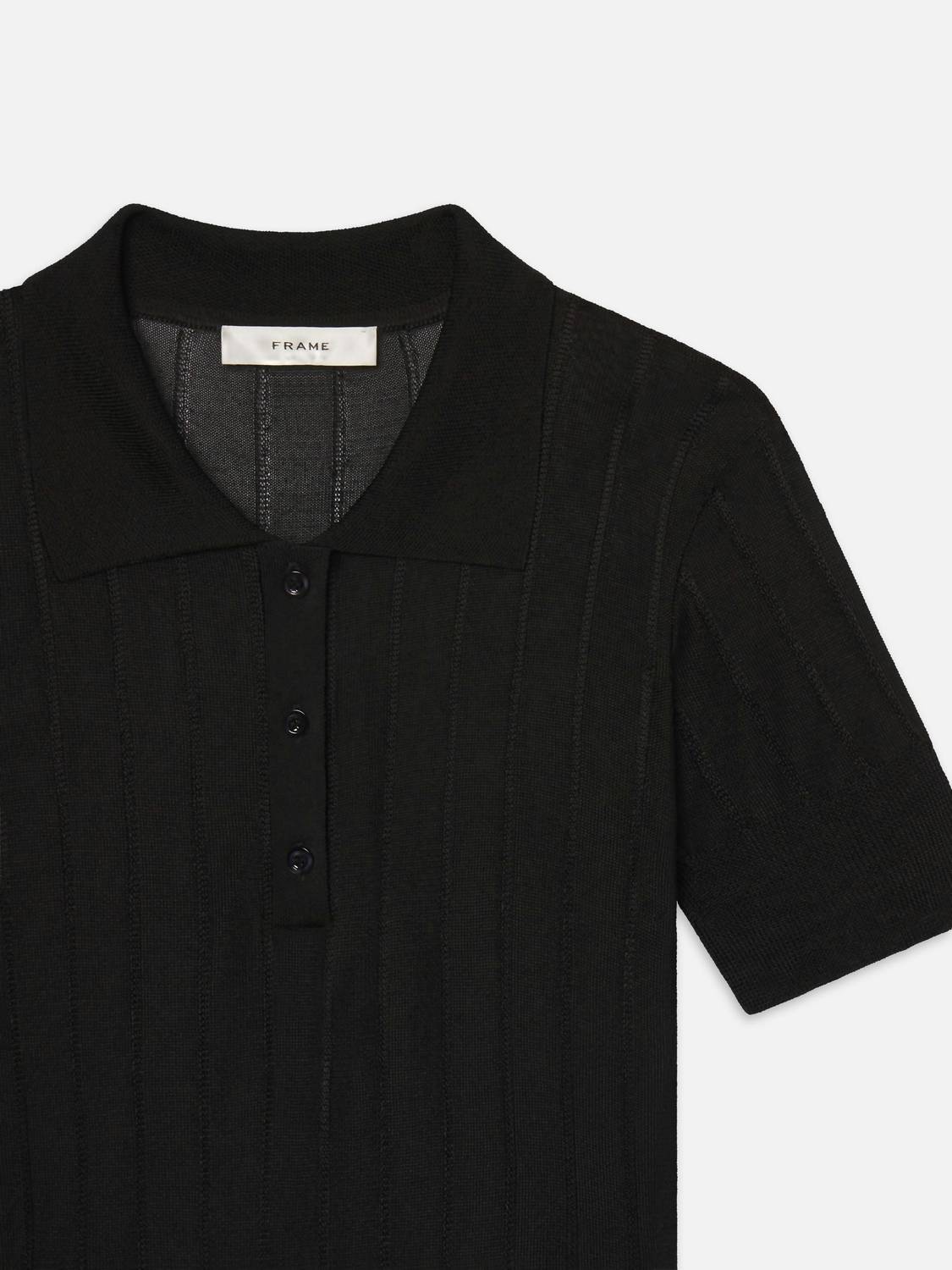 Frame - Ribbed Short Sleeves Cropped Polo Shirt