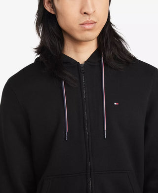 Tommy Hilfiger Men's Plains Drawstring Zip Up Hoodie Black Size Small