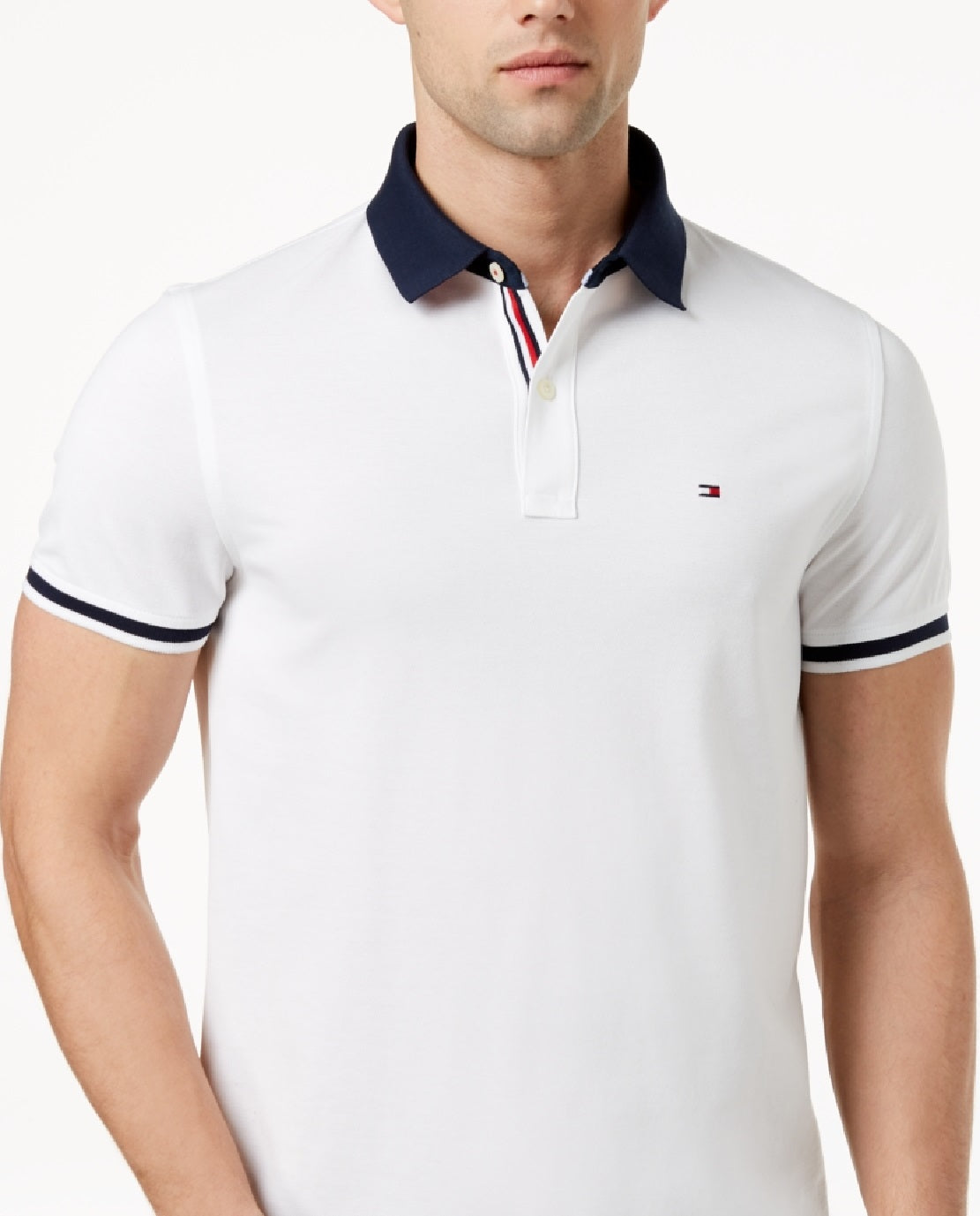 Tommy Hilfiger Men's Custom Fit Contrast Trim Sanders Polo White Size XXX-Large