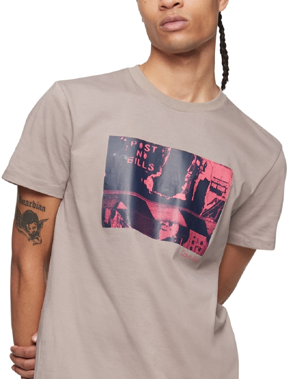 Calvin Klein Men's Relaxed Fit Logo Graphic Print T-Shirt Gray Size Small