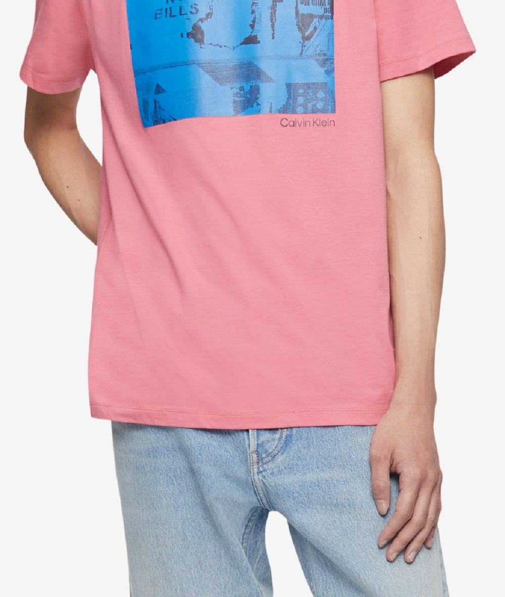 Calvin Klein Men's Relaxed Fit Logo Graphic Print T-Shirt Pink