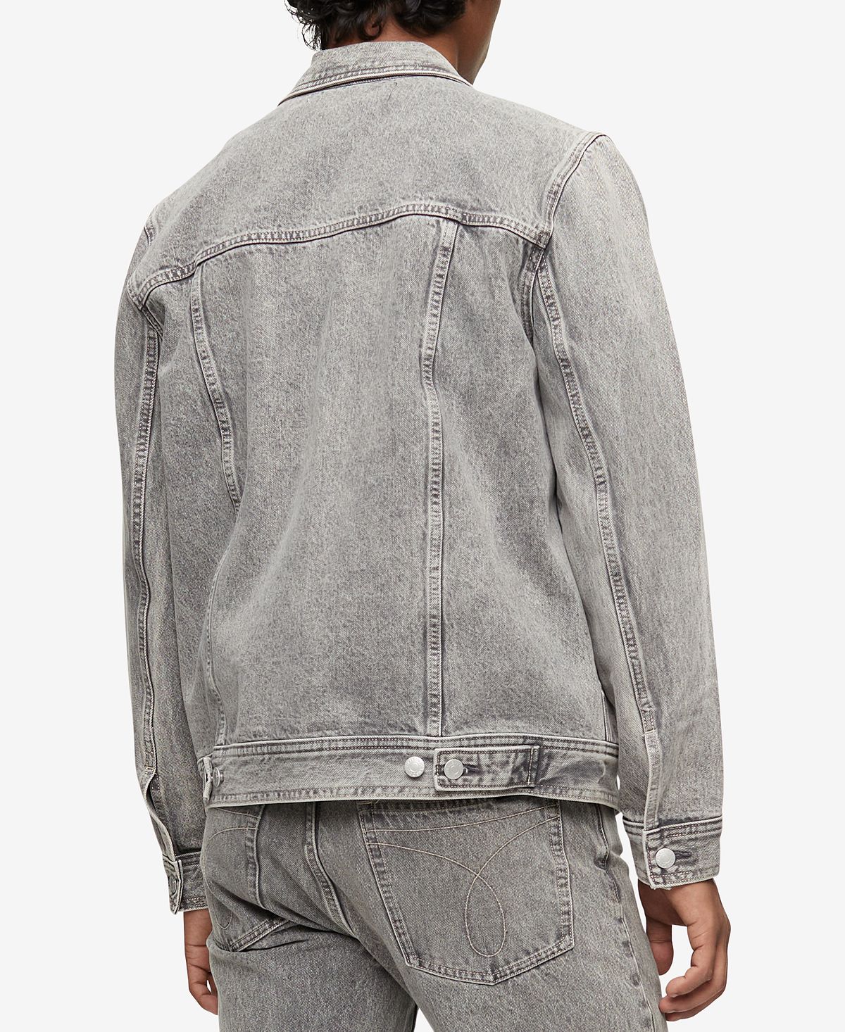 Calvin Klein Men's Iconic Relaxed Fit Palmer Utility Trucker Jacket Gray Size X-Large