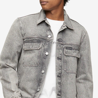 Calvin Klein Men's Iconic Relaxed Fit Palmer Utility Trucker Jacket Gray Size XX-Large