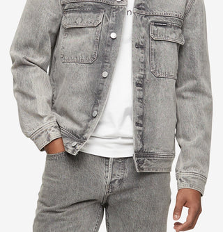 Calvin Klein Men's Iconic Relaxed Fit Palmer Utility Trucker Jacket Gray Size XX-Large