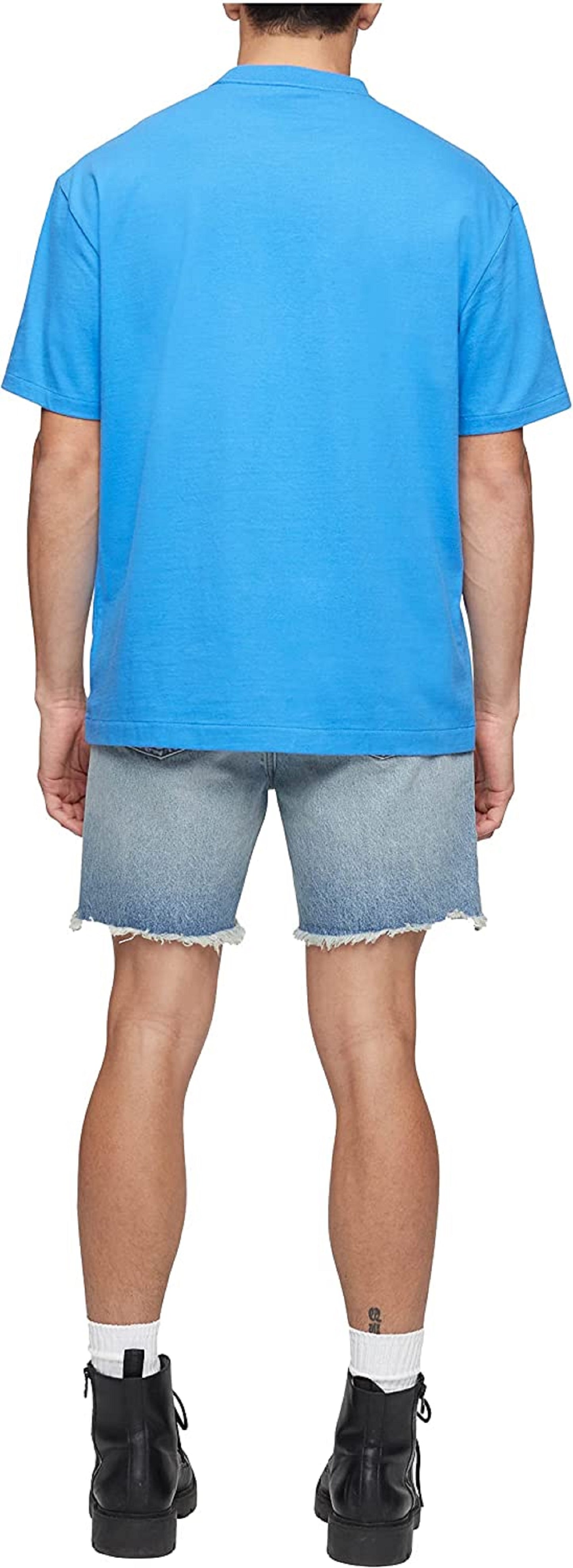 Calvin Klein Men's Relaxed Fit Standard Logo Crewneck T-Shirt Blue Size Large
