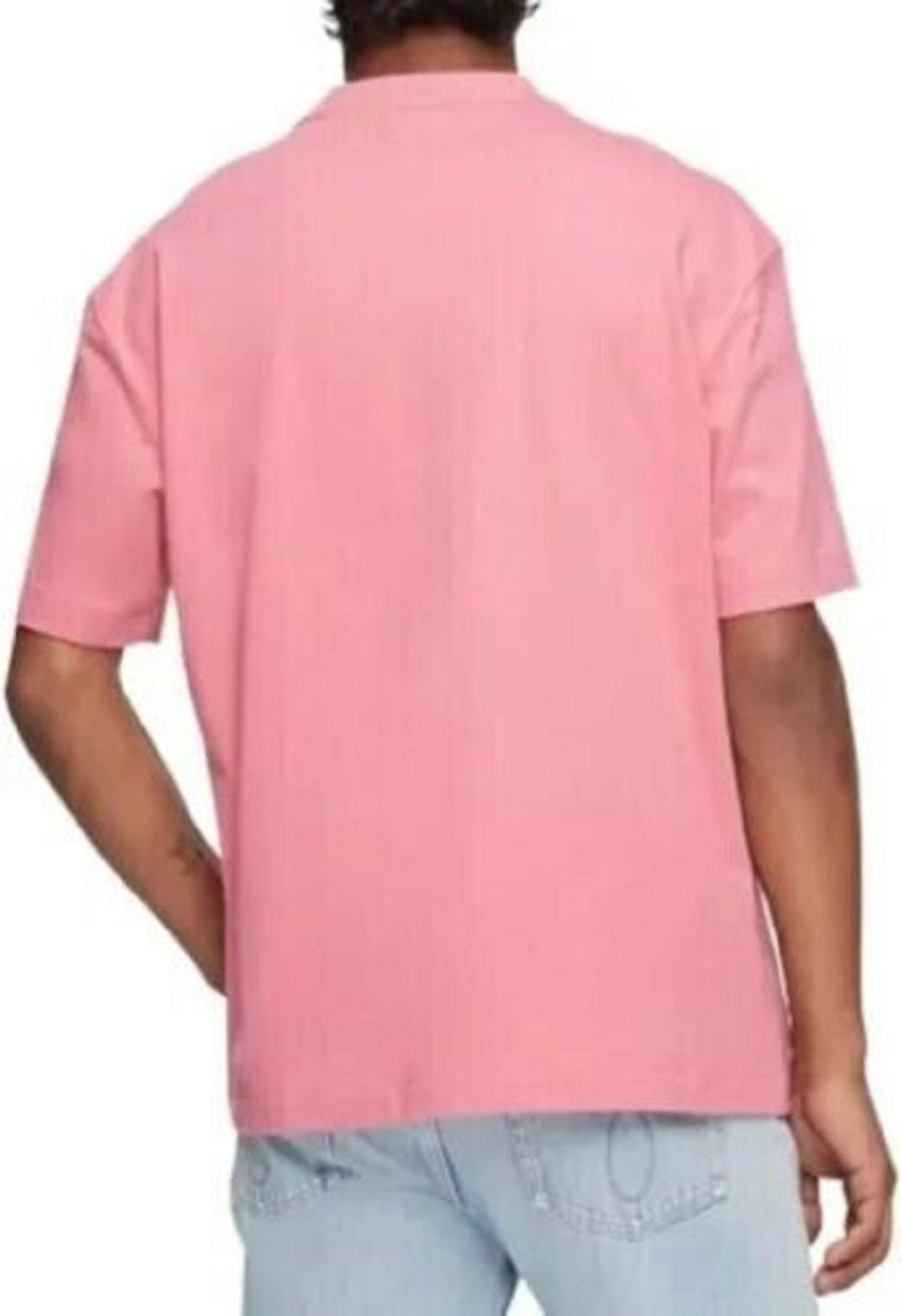 Calvin Klein Men's Relaxed Fit Standard Logo Crewneck T-Shirt Pink Size X-Small