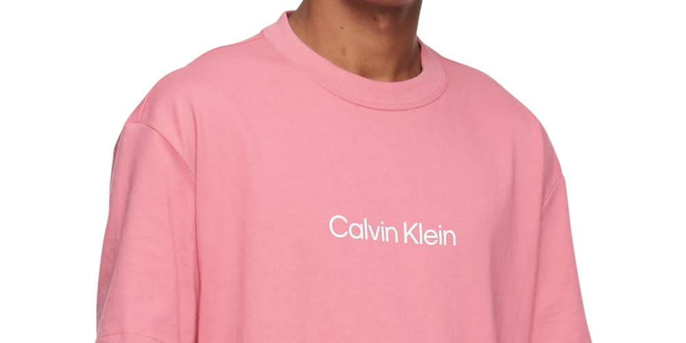 Calvin Klein Men's Relaxed Fit Standard Logo Crewneck T-Shirt Pink Size XX-Large