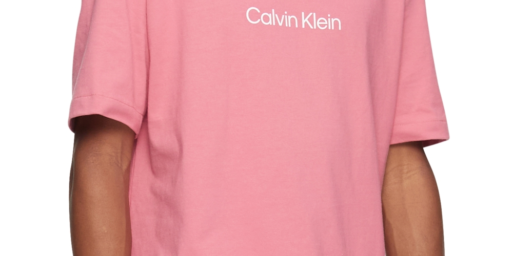 Calvin Klein Men's Relaxed Fit Standard Logo Crewneck T-Shirt Pink Size XX-Large