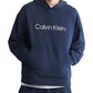 Calvin Klein Men's Relaxed Fit Standard Logo Terry Hoodie Blue Size X-Large