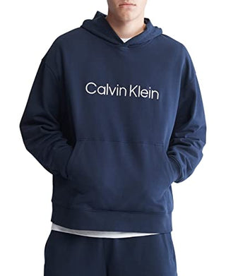 Calvin Klein Men's Relaxed Fit Standard Logo Terry Hoodie Blue Size X-Large