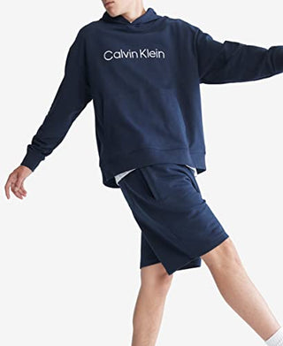 Calvin Klein Men's Relaxed Fit Standard Logo Terry Hoodie Blue Size X-Large