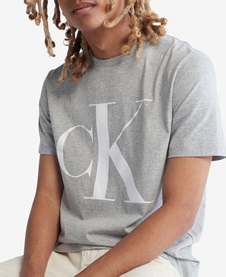 Calvin Klein Men's Monogram Logo Graphic T-Shirt Gray Size XXL