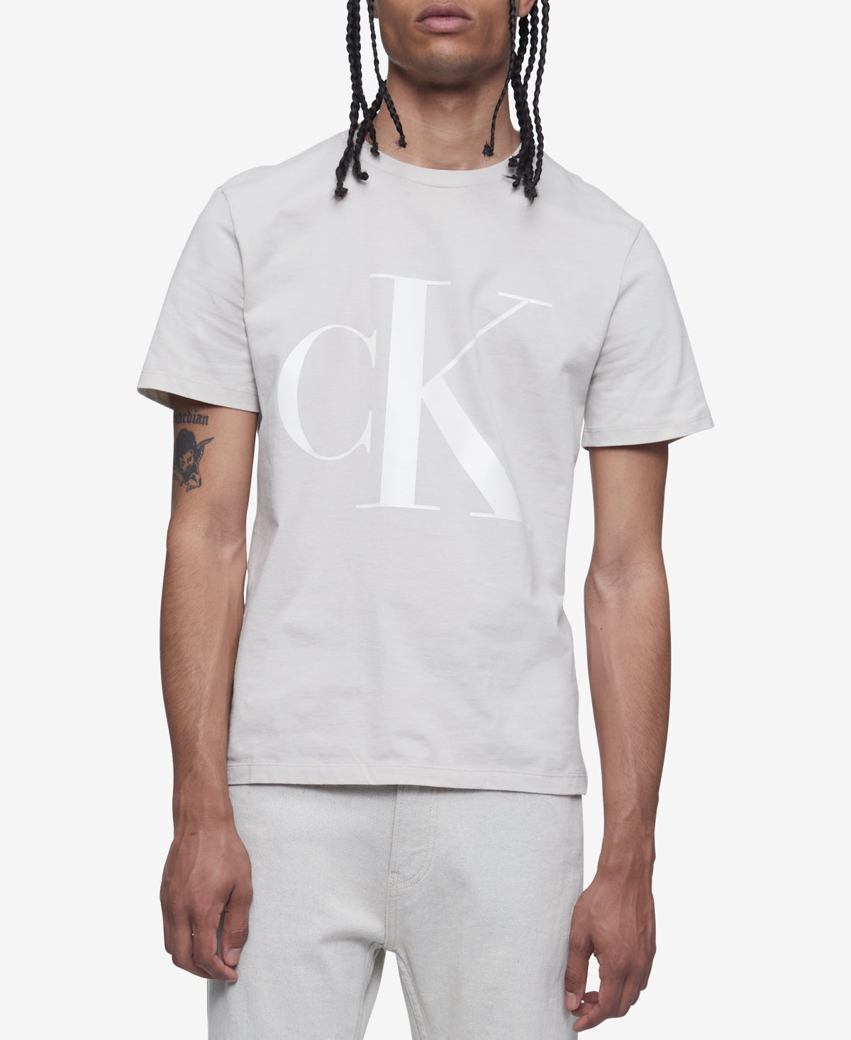 Calvin Klein Men's Monogram Logo Graphic T-Shirt Gray Size XXL