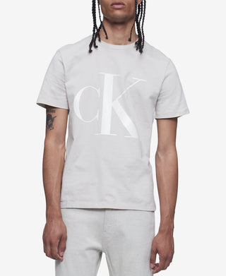 Calvin Klein Men's Monogram Logo Graphic T-Shirt Gray Size XXL