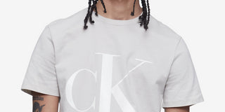Calvin Klein Men's Monogram Logo Graphic T-Shirt Gray Size XXL