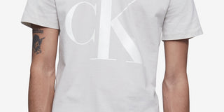 Calvin Klein Men's Monogram Logo Graphic T-Shirt Gray Size XXL