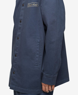 Calvin Klein Men's Relaxed Fit Box Logo Shirt Blue Size XX-Large