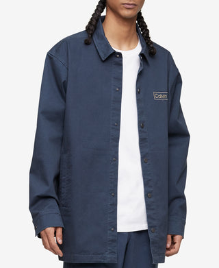 Calvin Klein Men's Relaxed Fit Box Logo Shirt Blue Size XX-Large