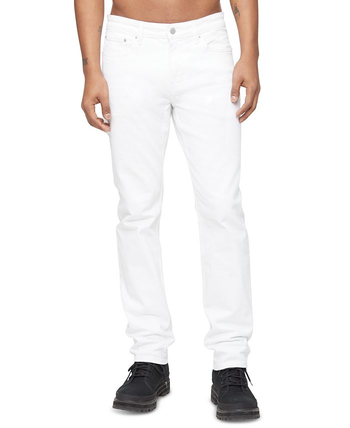 Calvin Klein Men's Lewis Slim Fit Stretch Jeans White Size 38X32