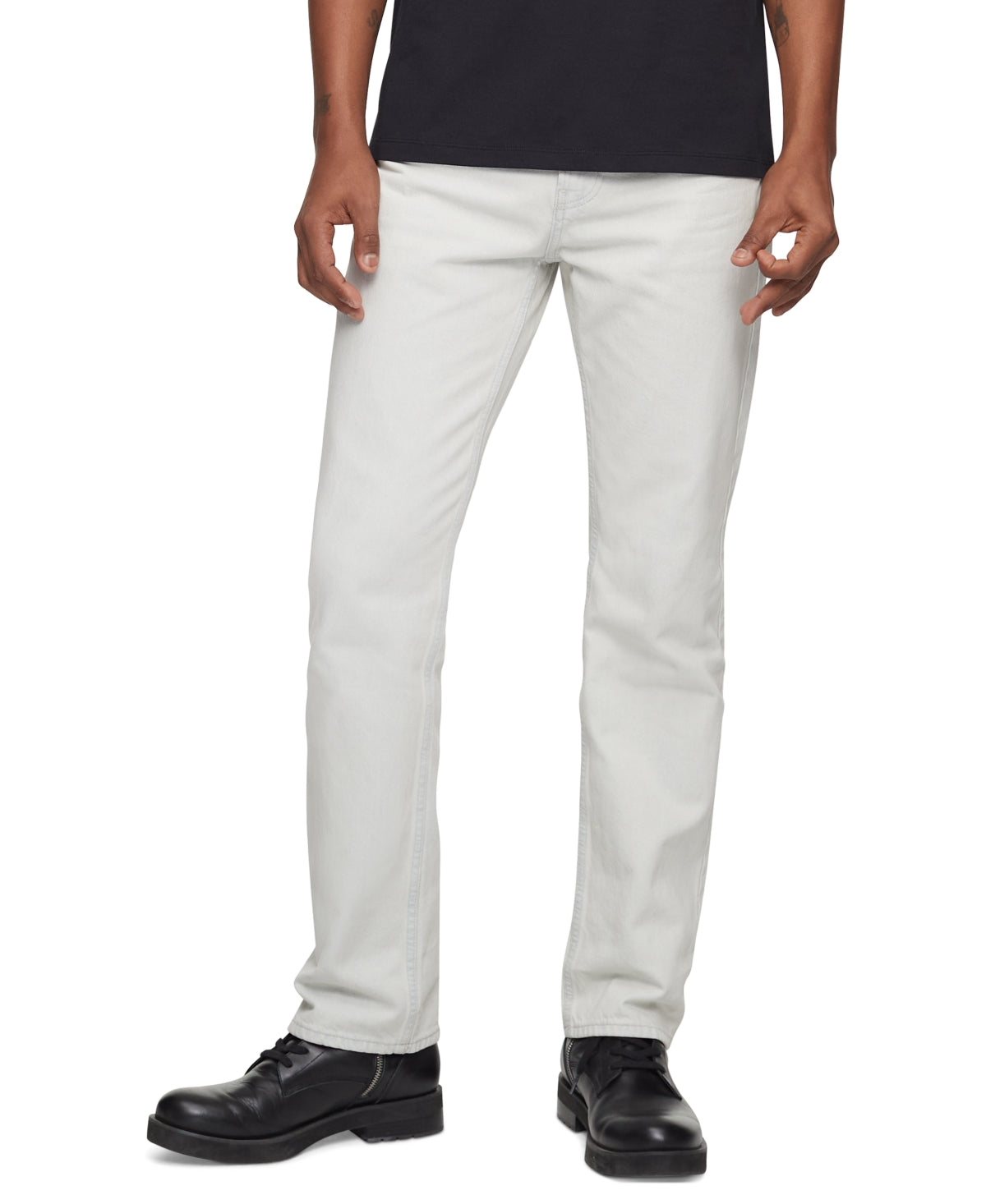 Calvin Klein Men's Straight Fit Stretch Jeans White Size 34X32