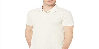 Calvin Klein Men's Short Sleeve Smooth Cotton Grid Print Polo White Size Small