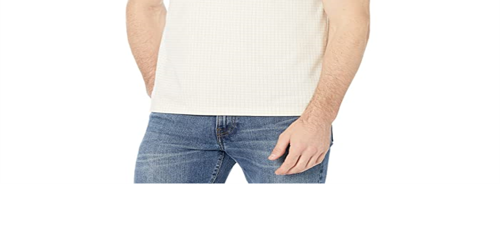 Calvin Klein Men's Short Sleeve Smooth Cotton Grid Print Polo White Size Small