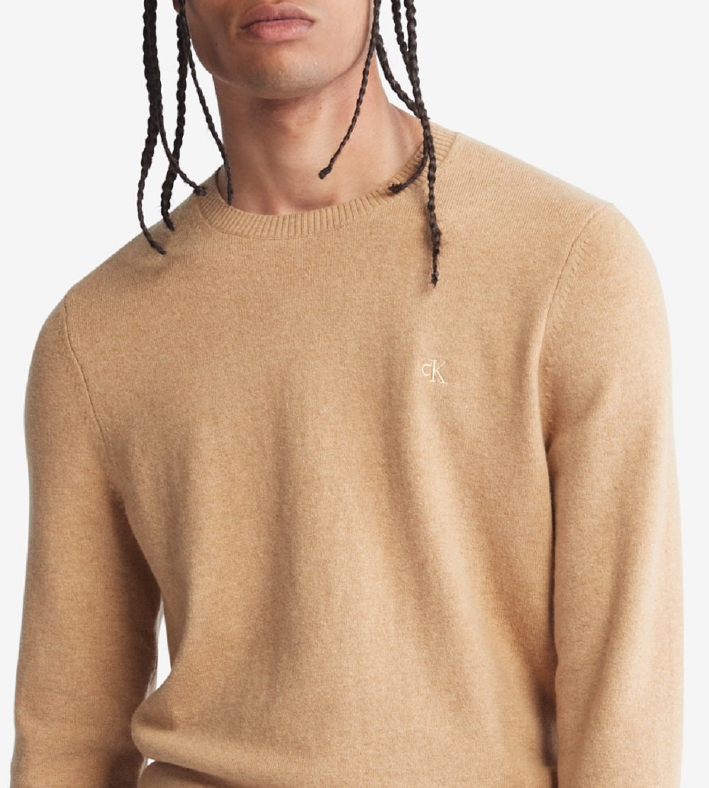 Calvin Klein Men's Regular Fit Merino Wool Crewneck Sweater Brown Size X-Large