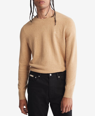 Calvin Klein Men's Regular Fit Merino Wool Crewneck Sweater Brown Size X-Large