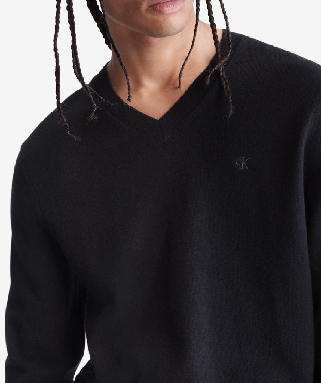 Calvin Klein Men's Regular Fit Merino Wool V Neck Sweater Black Size Small