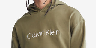 Calvin Klein Men's Relaxed Fit Standard Logo Terry Hoodie Brown Size Medium