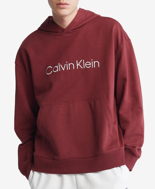Calvin Klein Men's Relaxed Fit Standard Logo Terry Hoodie Red Size Medium