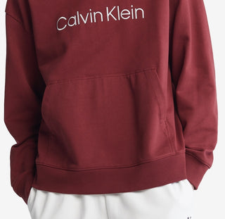 Calvin Klein Men's Relaxed Fit Standard Logo Terry Hoodie Red Size Medium