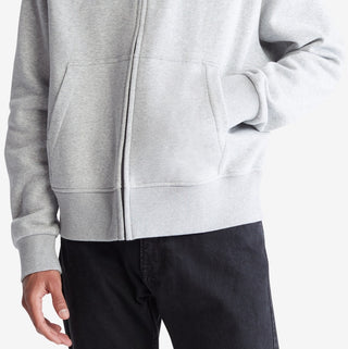 Calvin Klein Men's Relaxed Fit Archive Logo Fleece Bomber Jacket Gray Size Large