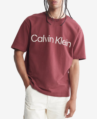 Calvin Klein Men's Relaxed Fit Stencil Logo T-Shirt Red Size XX-Large