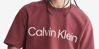 Calvin Klein Men's Relaxed Fit Stencil Logo T-Shirt Red Size XX-Large