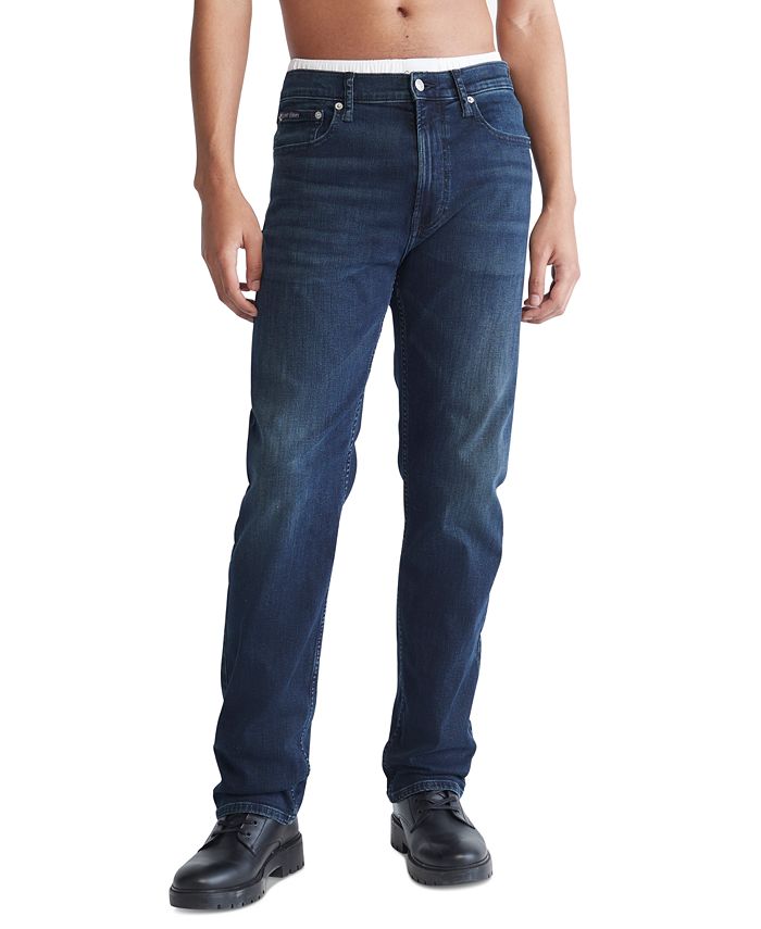 Calvin Klein Men's Standard Straight Fit Stretch Jeans Blue Size 34X32