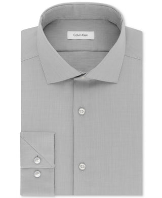 Calvin Klein Men's Slim Fit Non Iron Stretch Performance Dress Shirt Gray Size 15.5X34X35