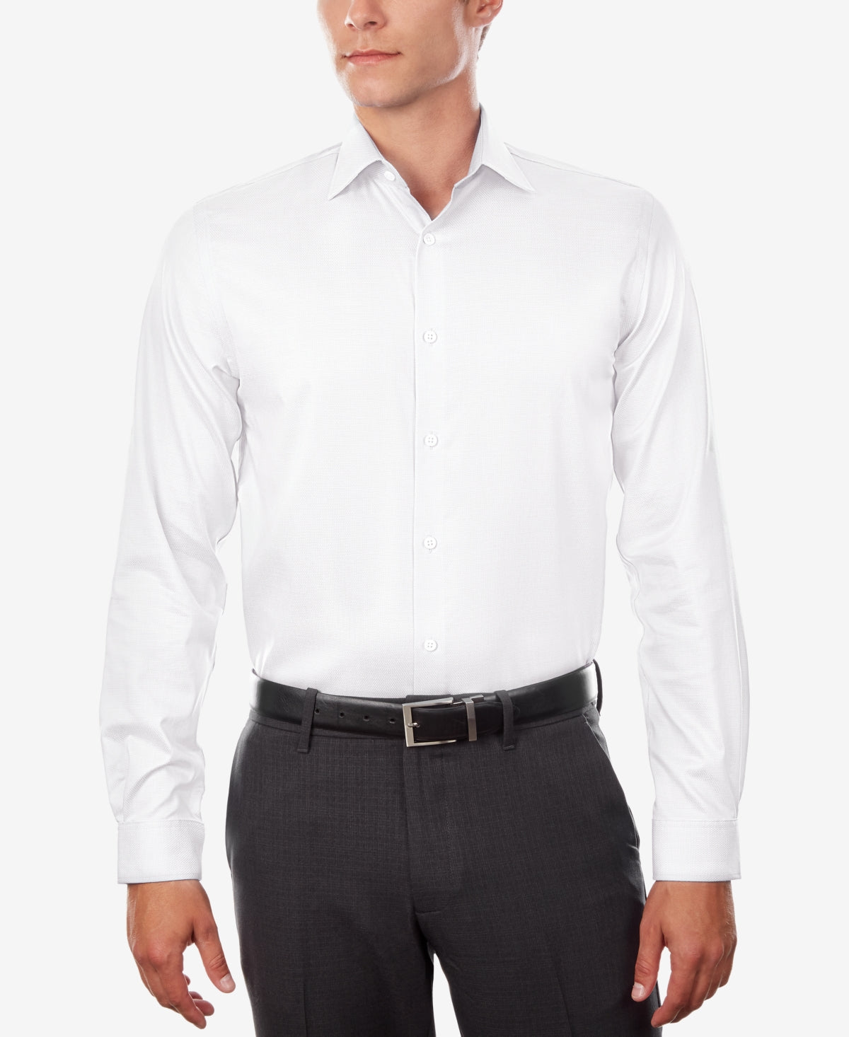 Michael Kors Men's Stretch Non Iron Performance Regular Fit Airsoft Dress Shirt White Size 15X32X33