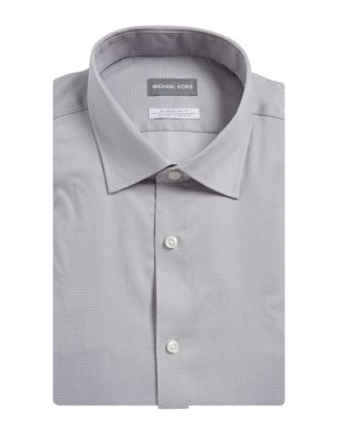 Michael Kors Men's Regular Fit Airsoft Non Iron Performance Dress Shirt Gray Size 15X32-33