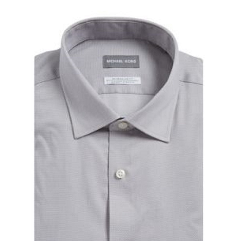 Michael Kors Men's Regular Fit Airsoft Non Iron Performance Dress Shirt Gray Size 15X32-33