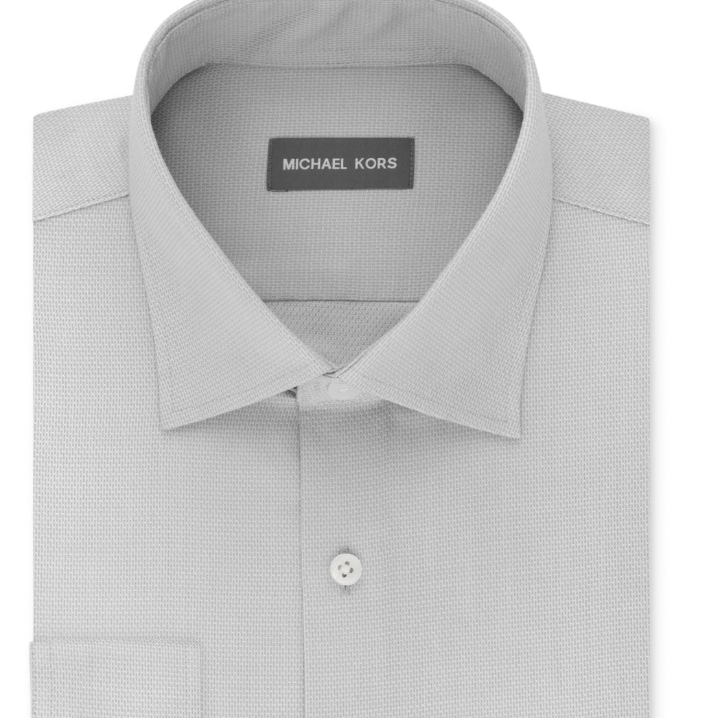 Michael Kors Men's Regular Fit Airsoft Non Iron Dress Shirt Gray Size 17.5X34X35