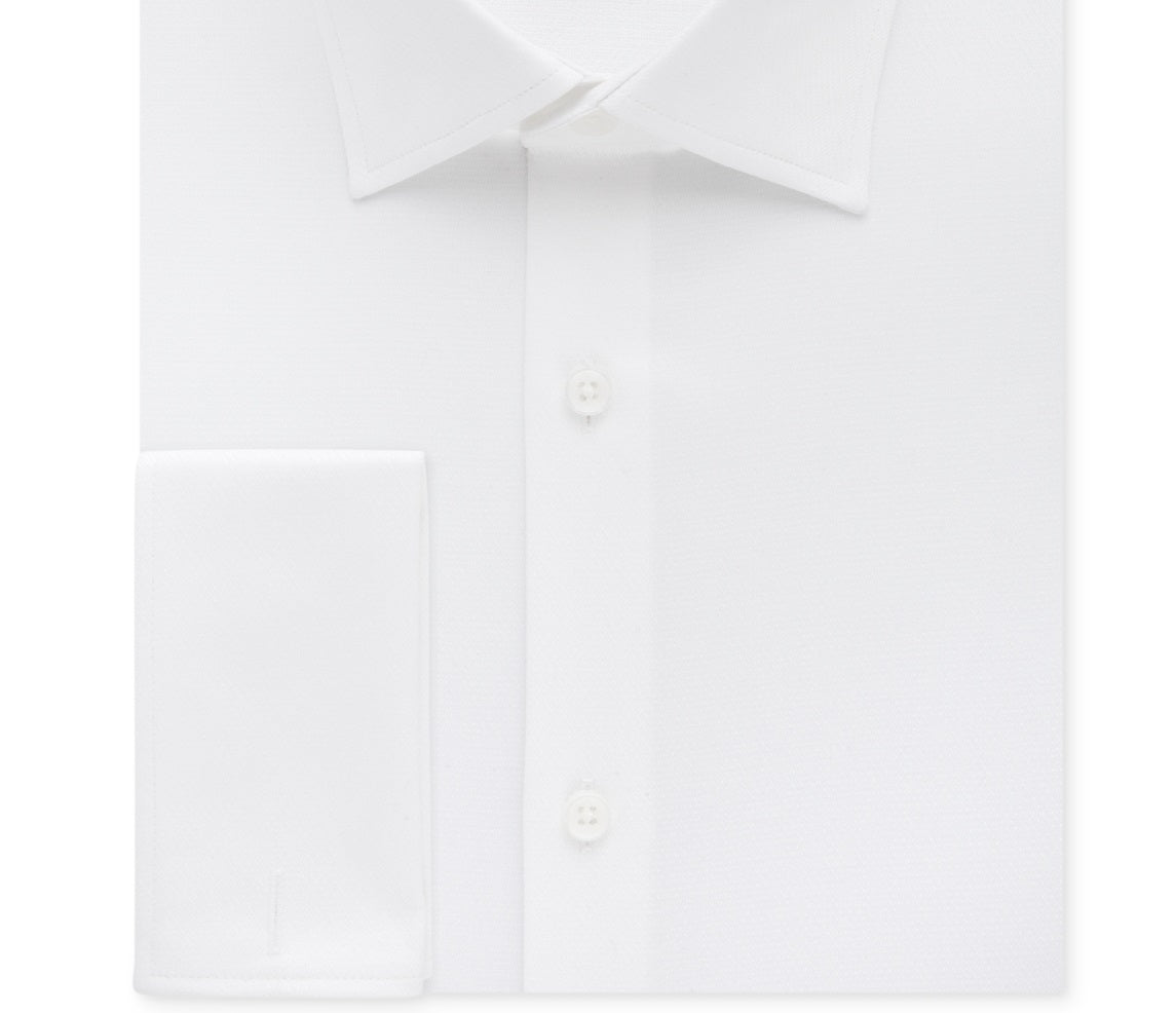 Michael Kors Men's Regular Fit Airsoft Non Iron Performance French Cuff Dress Shirt White Size 16X32X33