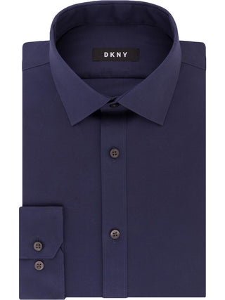 DKNY Men's Stretch Slim Fit Button Down Shirt Blue Size XL