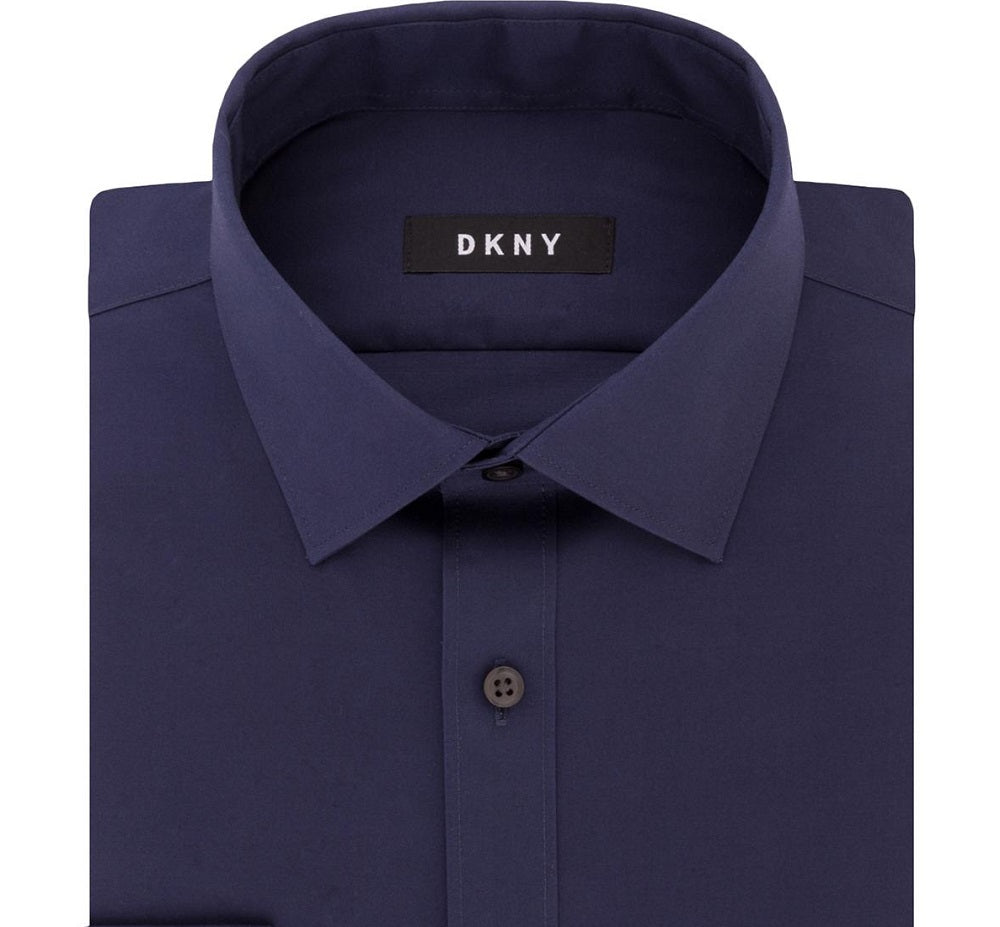 DKNY Men's Stretch Slim Fit Button Down Shirt Blue Size XL